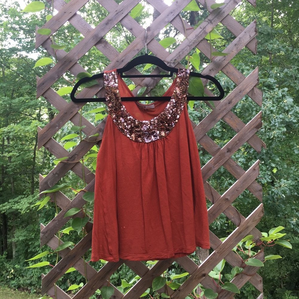Orange Sequined Tank
